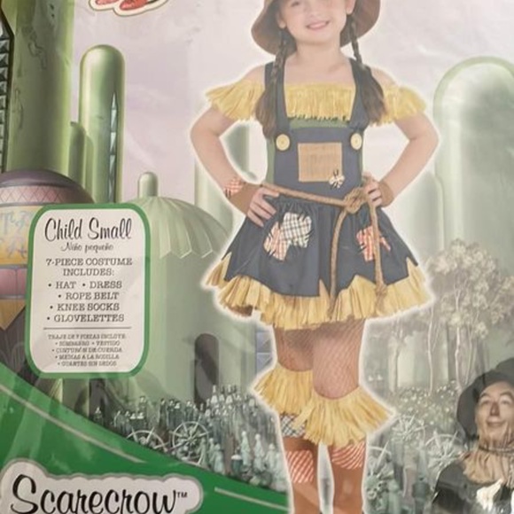 BRAND NEW girl the wizard of oz scarecrow 7 pcs halloween costume size S 4-6 - Picture 7 of 10